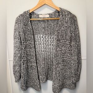 Zara Black and White Open-Knit Cardigan